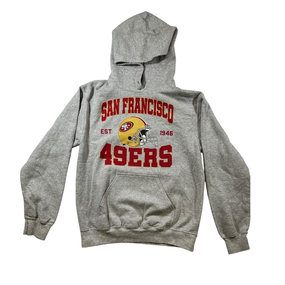 NFL Team Apparel San‎ Francisco 49ers Hoodie Mens Small Gray Graphic Sweatshirt